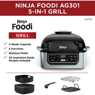 Ninja Foodi AG301 5-in-1 Indoor Electric Countertop Grill with 4-Quart Air Fryer