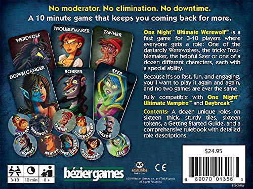 Bezier Games bezier board games one night ultimate werewolf black
