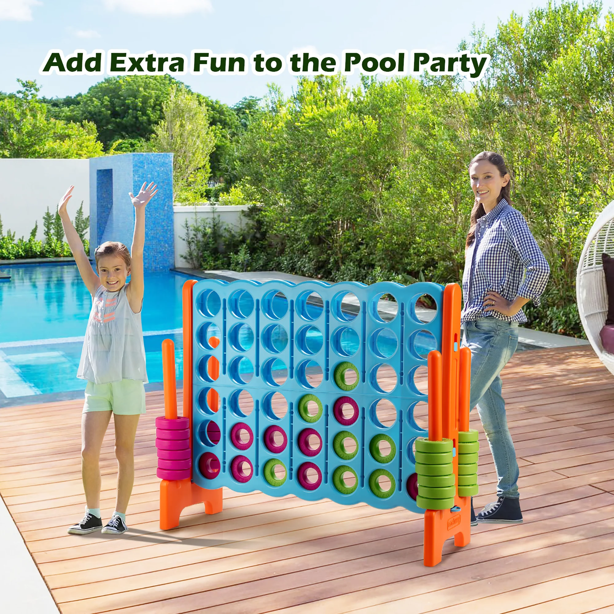 Costway Jumbo 4-to-Score 4 in A Row Giant Game Set Indoor Outdoor Kids Adults Family Fun