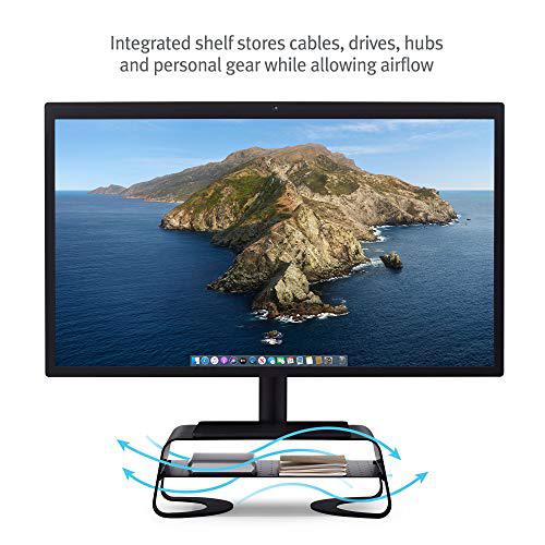 twelve south curve riser monitor stand | ergonomic desktop stand with storage shelf for imac and displays, matte black