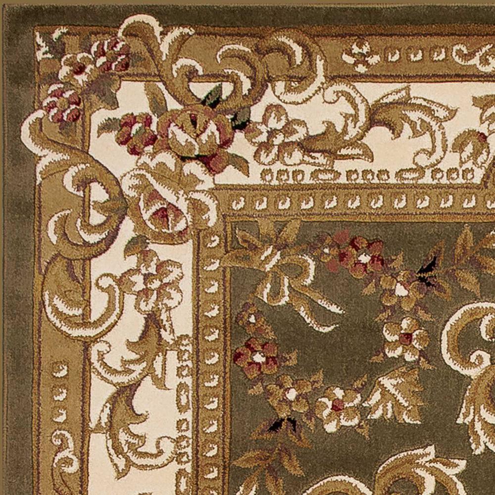 HomeRoots Home Decor 3&s;x5&s; Green Ivory Machine Woven Hand Carved Floral Medallion Indoor Area Rug - 353676