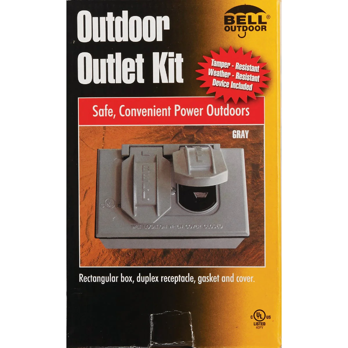Bell Automotive Bell 5839-5WRTR Bell Gray Horizontal Mount Tamper Resistant Outdoor Outlet Kit 5839-5WRTR