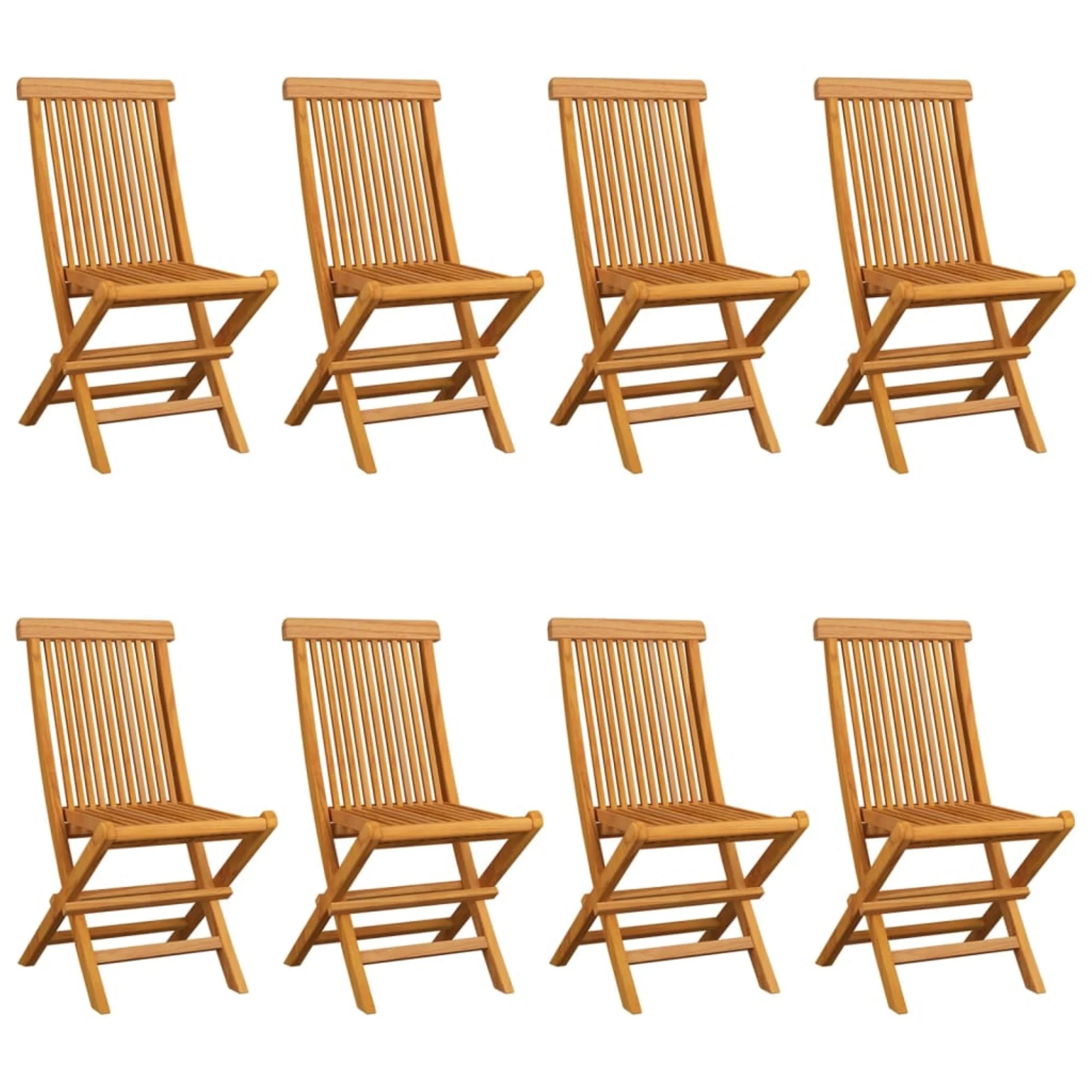 vidaXL Garden Chairs with Taupe Cushions 8 pcs Solid Teak Wood Brown