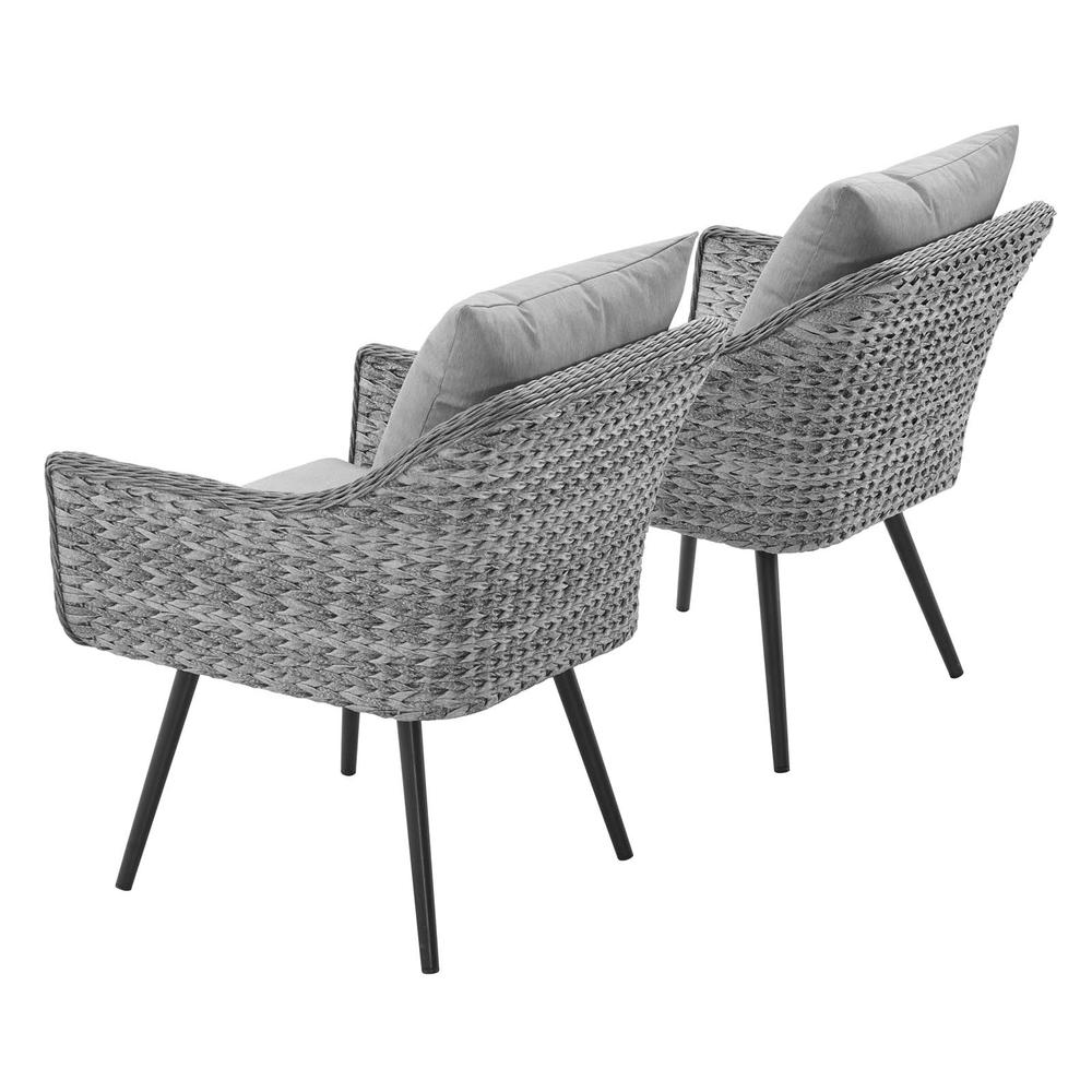 Modway Endeavor Armchair Outdoor Patio Wicker Rattan Set of 2 - Gray Gray EEI-3176-GRY-GRY-SET