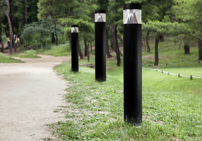 Solus 42 in. x 6.3 in. 120-Volt to 277-Volt Round Line-Voltage Black LED Bollard Light Exterior Surface Mounted Aluminum
