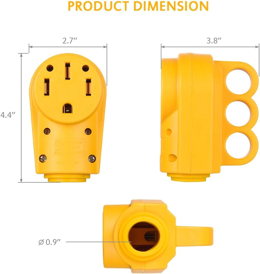 MicTuning 125 250V 50Amp Heavy Duty RV Female Replacement Receptacle Plug with Ergonomic Handle
