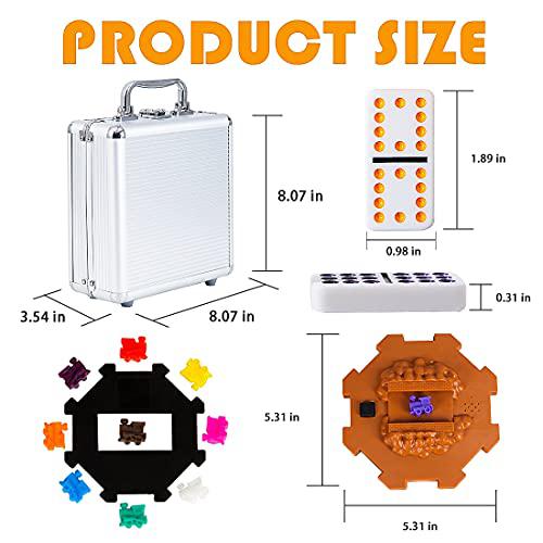 yinlo dominoes set with sound effects, mexican train dominoes for travel, 91 tiles double12 colored dominoes game set with al