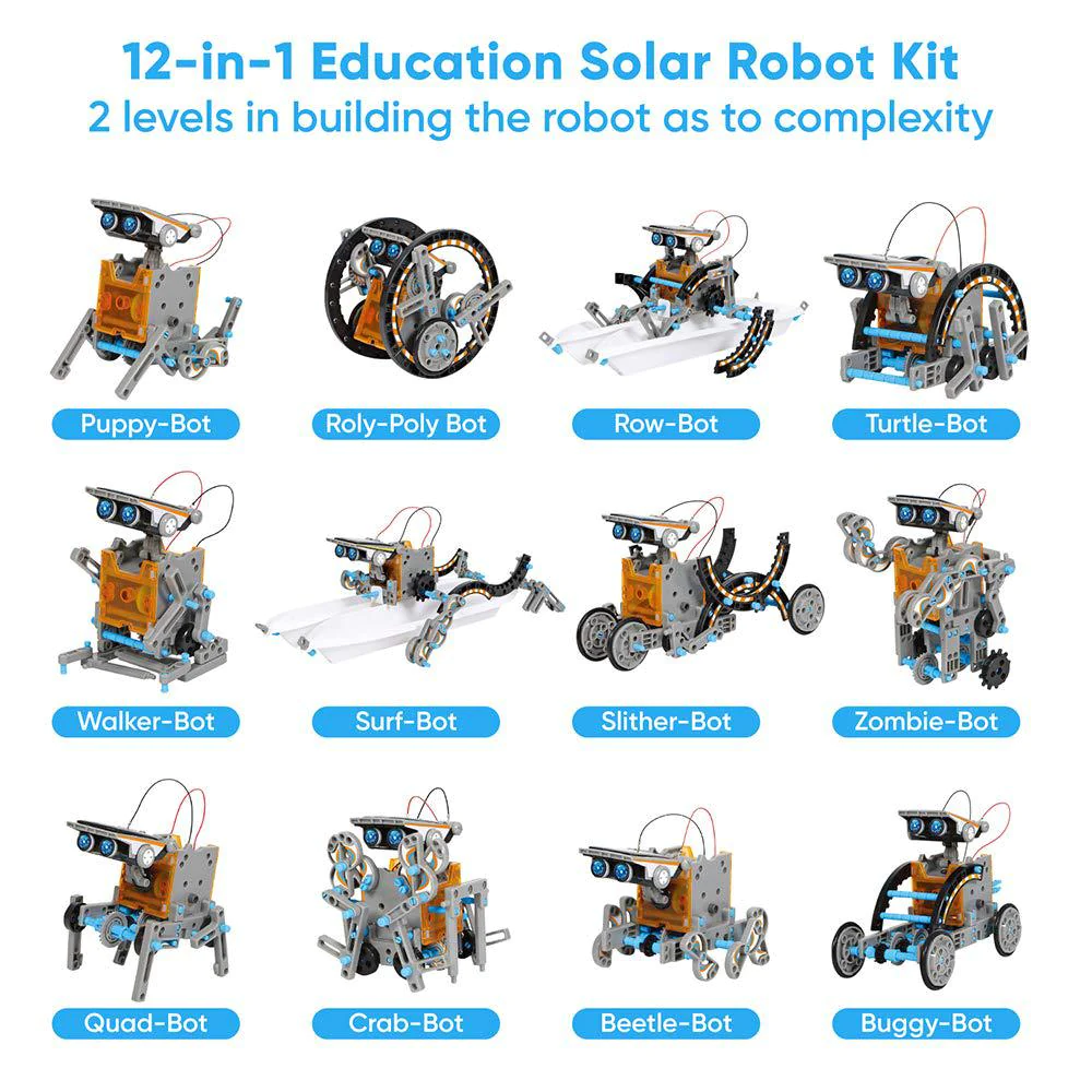 sillbird stem 12-in-1 education solar robot toys -190 pieces diy building science experiment kit for kids aged 8-10 and older