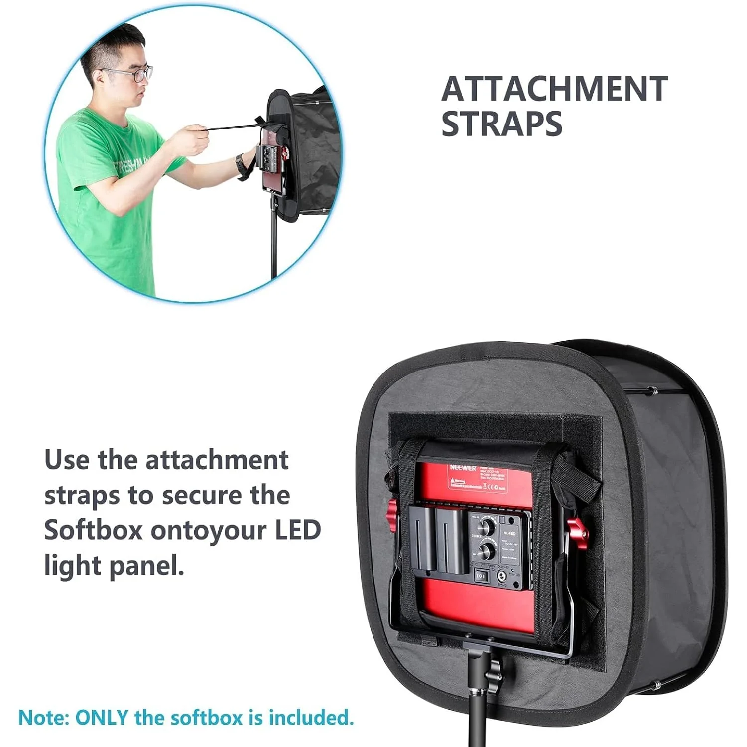 Zell Electronics Zell Led Light Panel Softbox For 660/530/480 Led Light - Outer 16.3&s;&s; X 6.5&s;&s;, Inner 9.8&s;&s; X 8.7&s;&s;, Foldable Light Diffuser W…