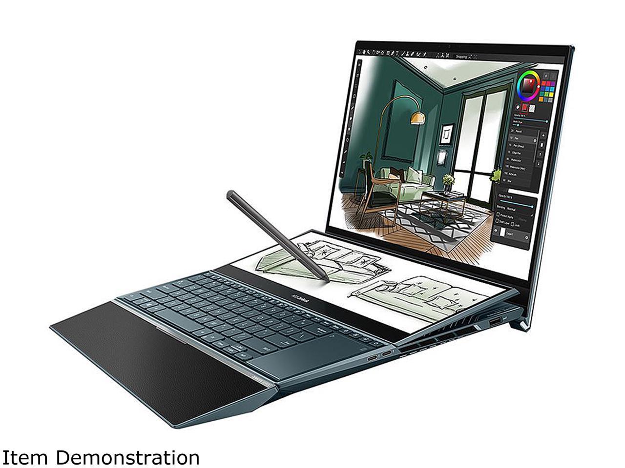 ASUS Laptop ZenBook Pro Duo 15 OLED Intel Core i9 12th Gen 12900H (2.50GHz) 32 GB LPDDR5 Memory 1 TB PCIe SSD NVIDIA GeForce RTX
