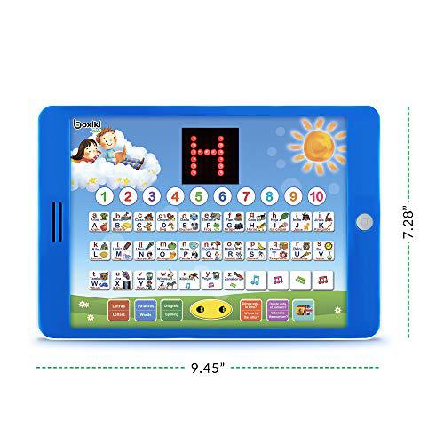 boxiki kids spanish-english tablet bilingual educational toy with lcd screen display. learn spanish and english with abc game