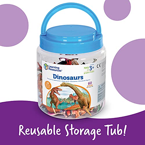 Learning Resources Dinosaur Counters, Dinosaur Toys, Animal Counters For Kids, Set Of 60 Colored Dinosaurs, Ages 3+