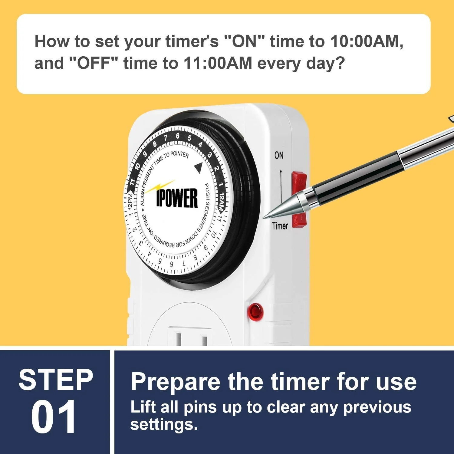 Generic iPower 24 Hour Plug-in Mechanical Electric Outlet Timers Switch Programmable Indoor, Accurate Heavy Duty 3-Prong for Lamps Fans