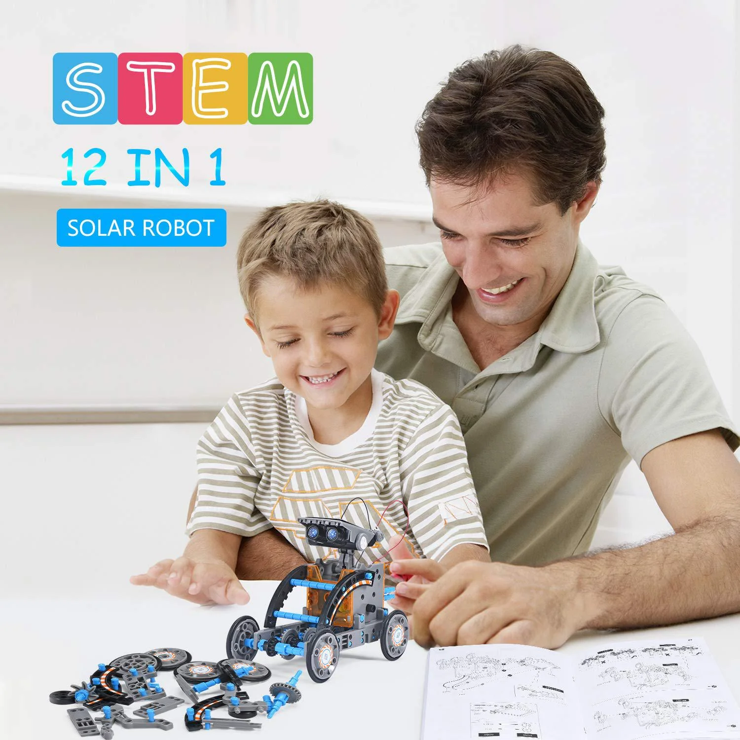 aesgogo stem projects 12-in-1 creation solar robot kit,science experiments toys gifts for kids ages 8-12,educational diy buil