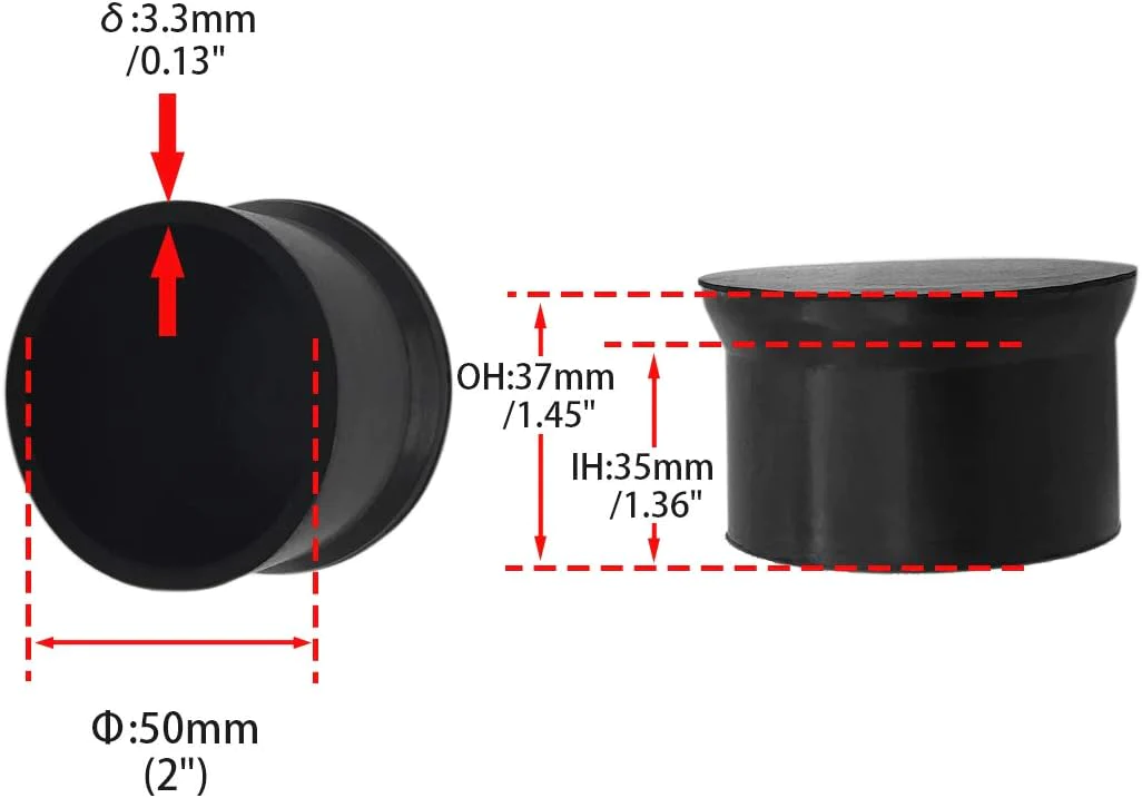 fly shop Flyshop Furniture Table Covers Non-Slip Heavy Duty Rubber Leg Tips Chair Leg Caps Floor Protector Round Black 4PCS Size 50mm, 2