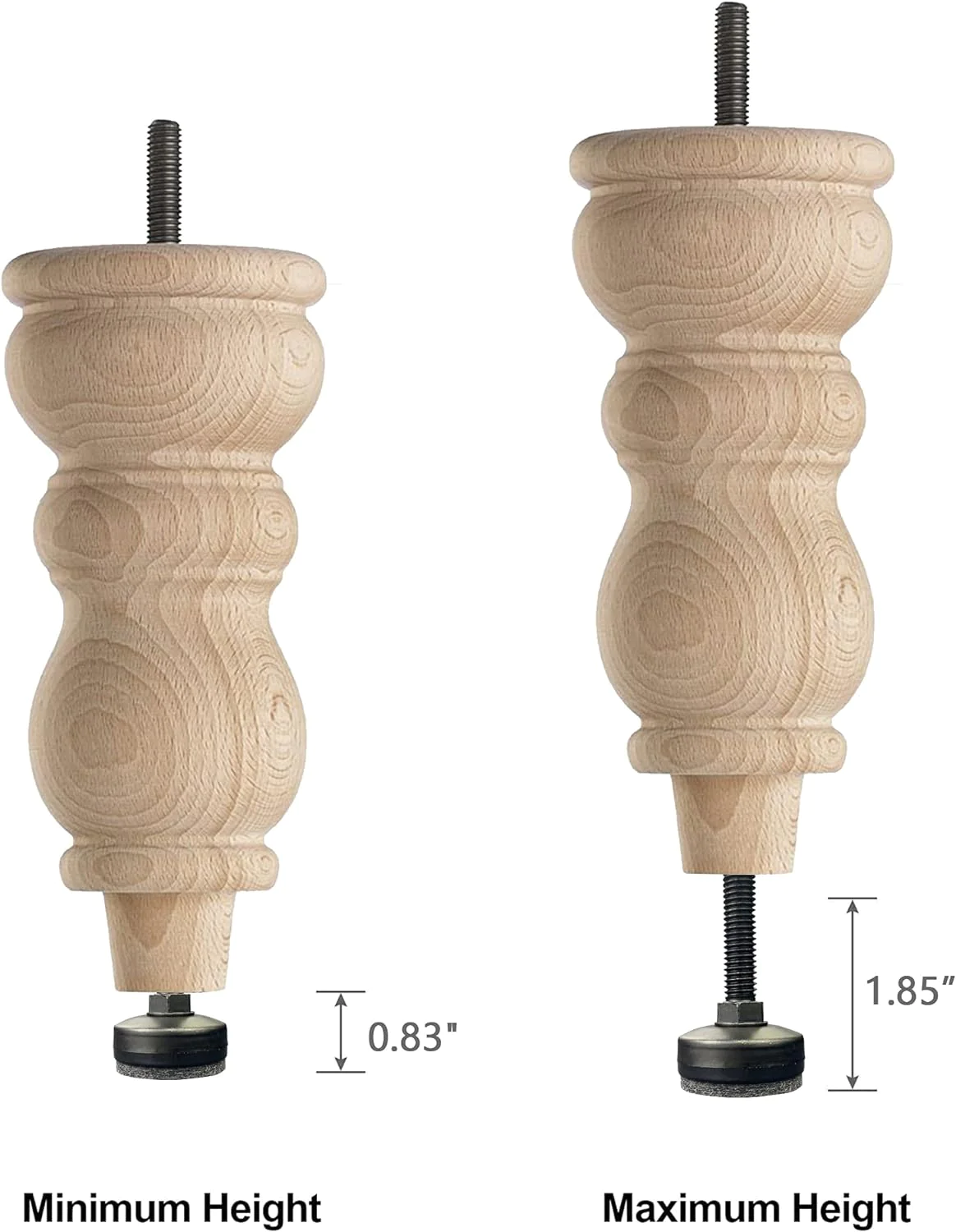 TWIG 3/8&s;&s; UNC Thread Leveling Feet Adjustable Furniture Levelers Screw in Threaded,Heavy Duty Leg Levelers Screw on with Threaded I