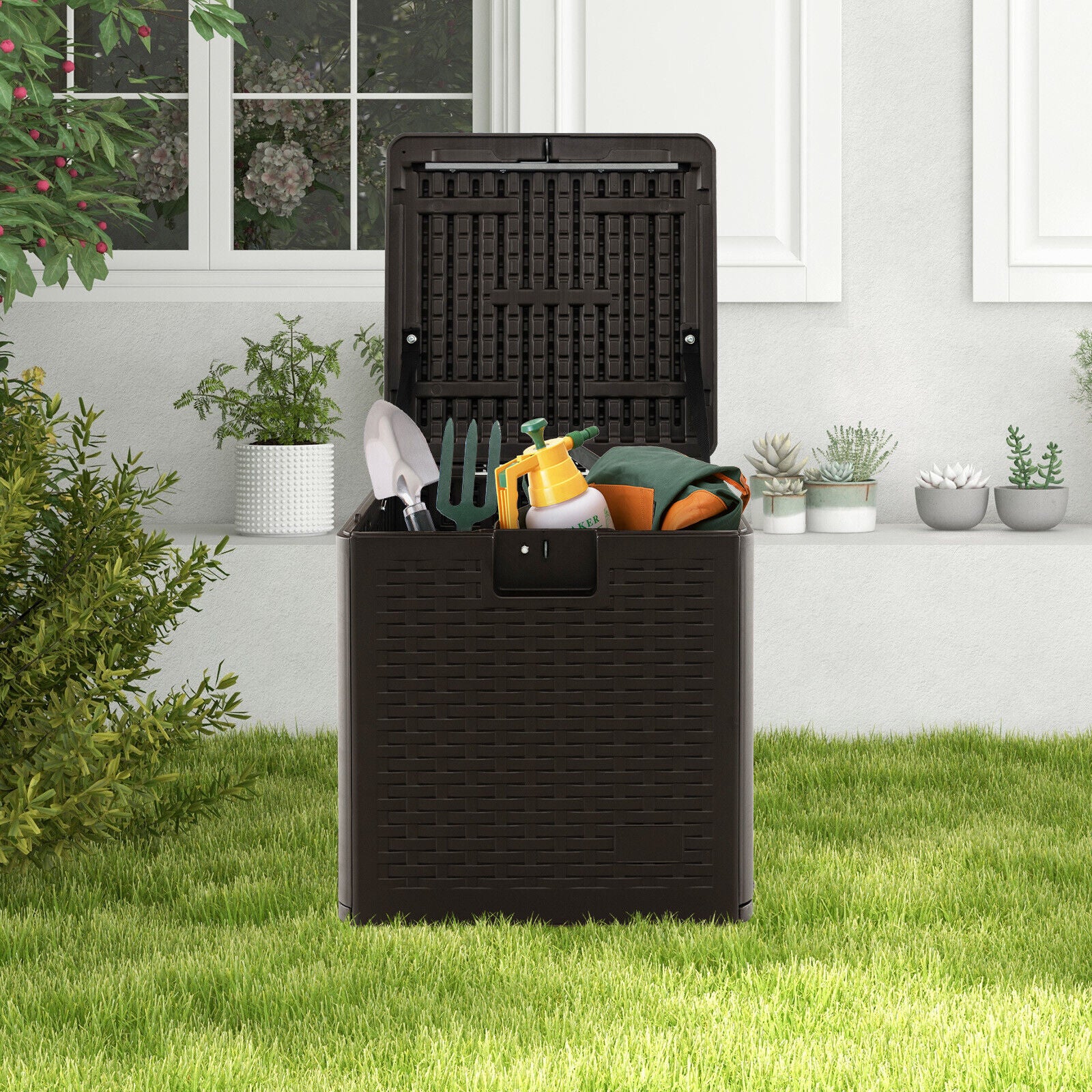 Great Choice Products 28 Gallon Patio Deck Box Outdoor Waterproof Storage Container For Tools Toys