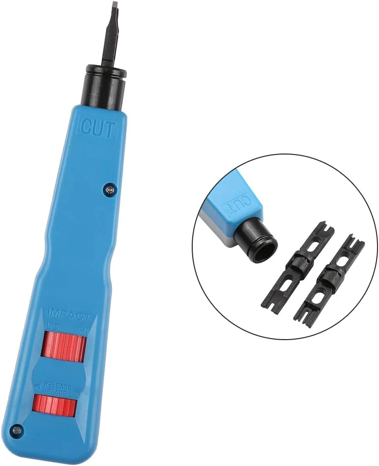 Solsop Punch Down Tool with 110 and Krone Blade, 5-Pack RJ45 Cat6 Keystone Jack, Mini Wire Stripper Tool