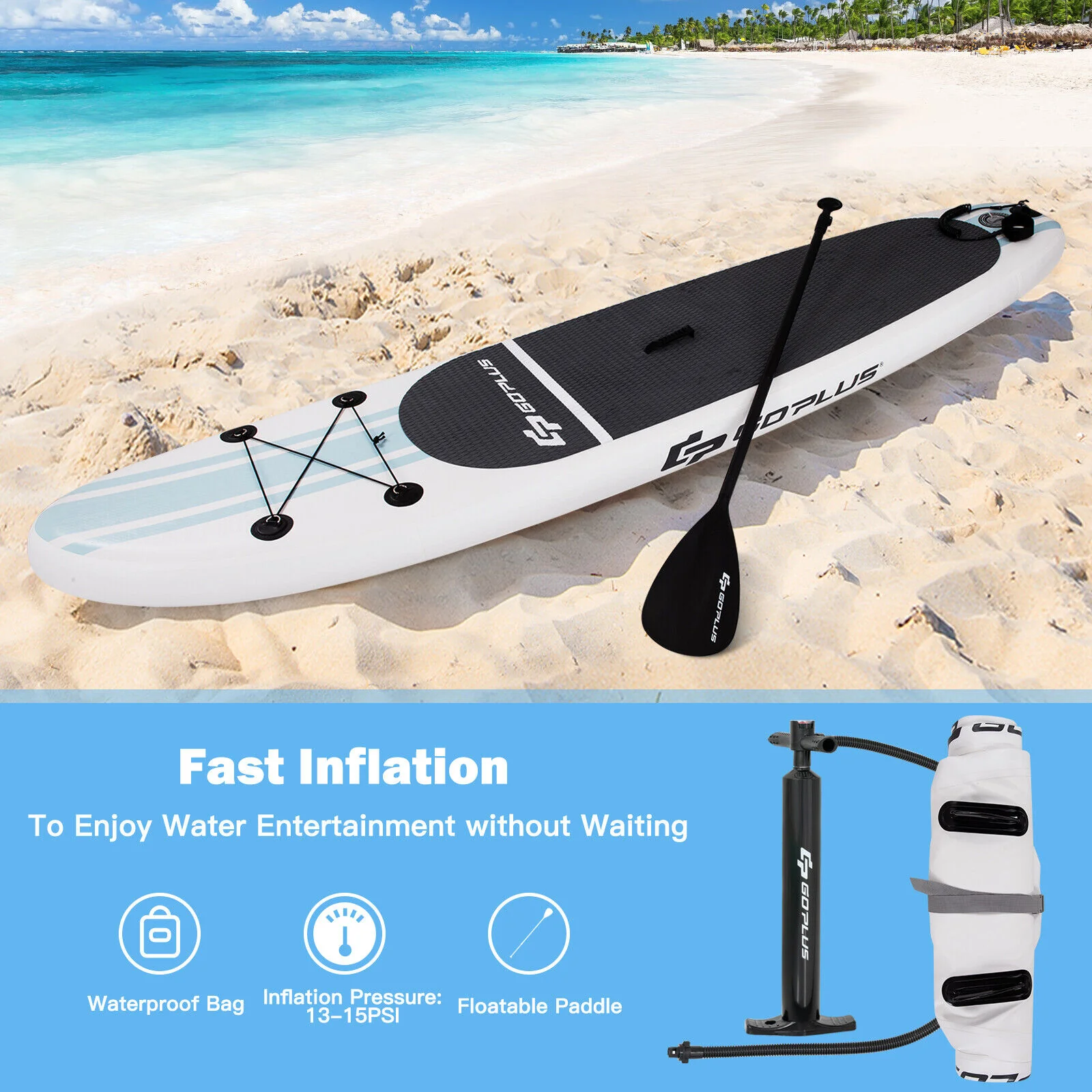 Great Choice Products Inflatable Stand Up Paddle Board 11&s; Non-Slip Deck With Premium Sup Accessories