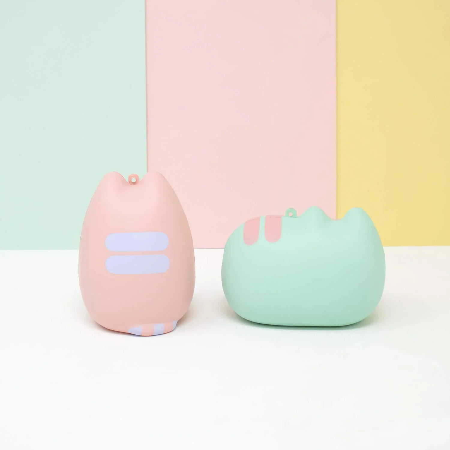 hamee pusheen cute cat slow rising squishy toy (2 piece set, pastel mint &a; pastel pink) [christmas tree ornaments, gift box,