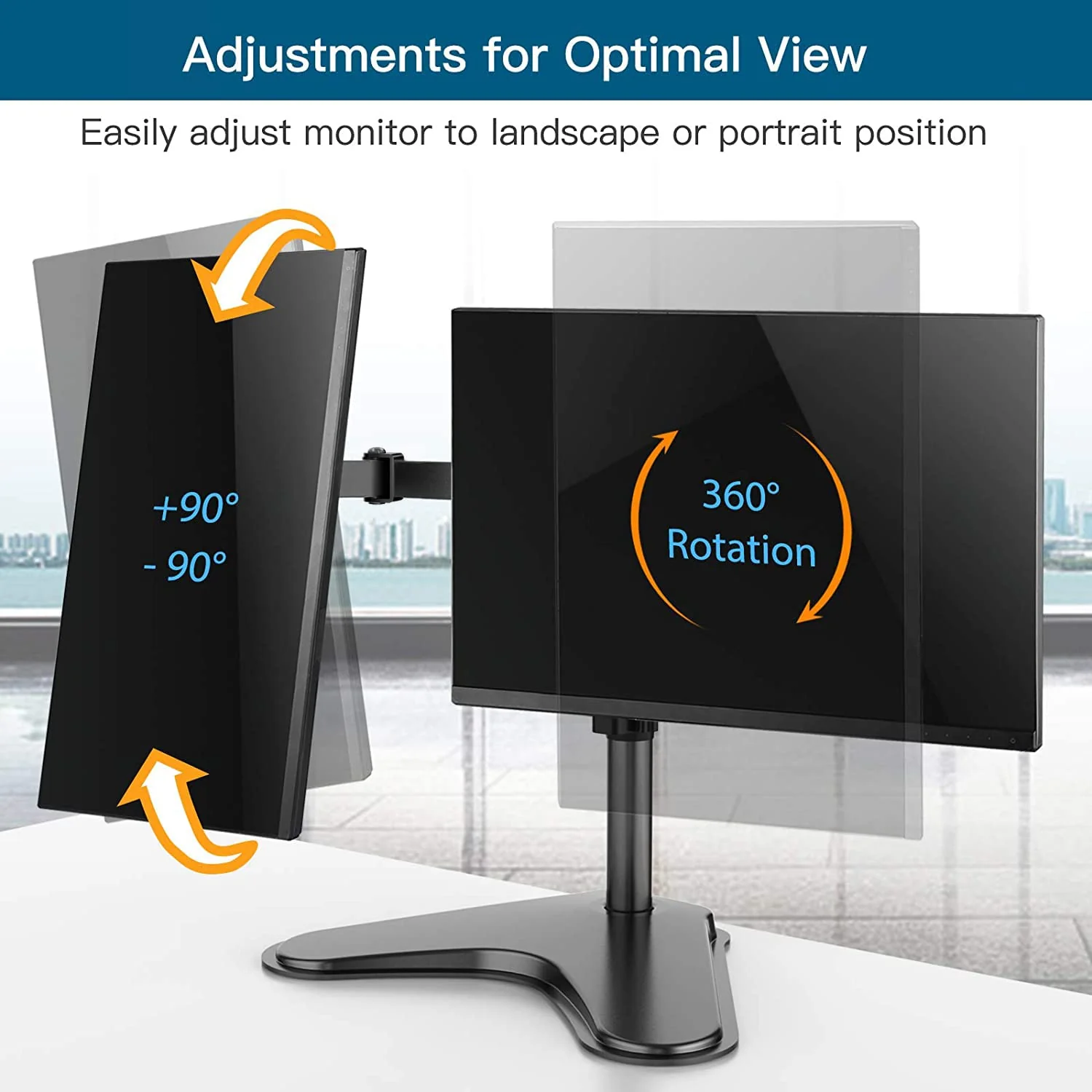 Zell Electronics Zell Dual Monitor Stand, 32 Inch Free Standing Monitor Desk Mount, Fully Adjustable Dual Monitor Arm With Mount 100X100 Max, …