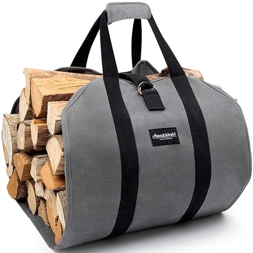 AMAGABELI GARDEN &a; HOME Amagabeli Firewood Carrier Tote Waxed Canvas Log Tote Carrying Bag Wood Carrier Bag with Handles Security Strap for Camping Indo