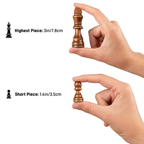 Ondekt Wooden Chess Set - Handcrafted Chess Pieces - 15 Inch Chess Board - Foldable - Interior Storage Space - Travel Friendly - Felt B
