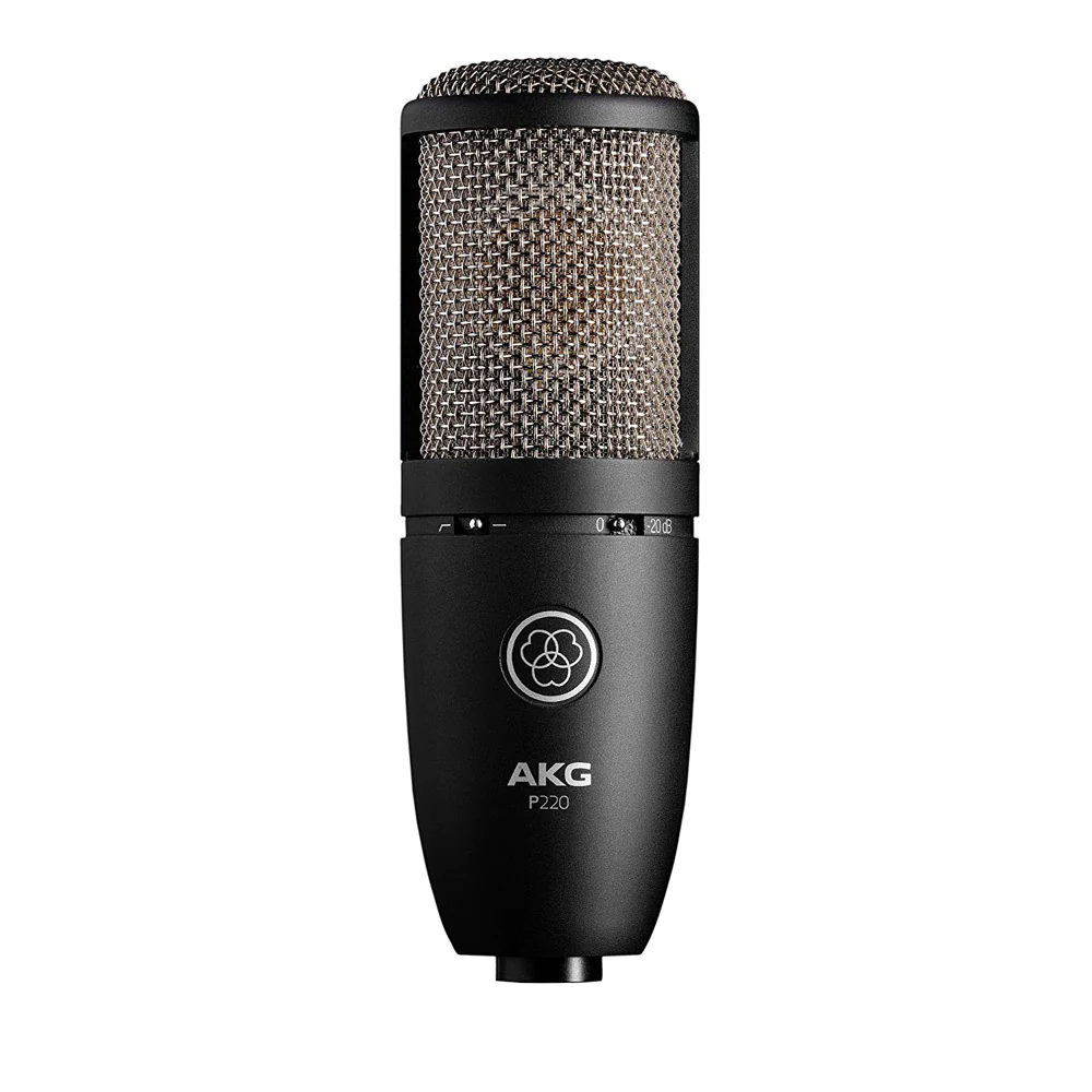 AKG P220 Condenser Microphone with Knox Gear Pop Filter and Boom Arm Stand