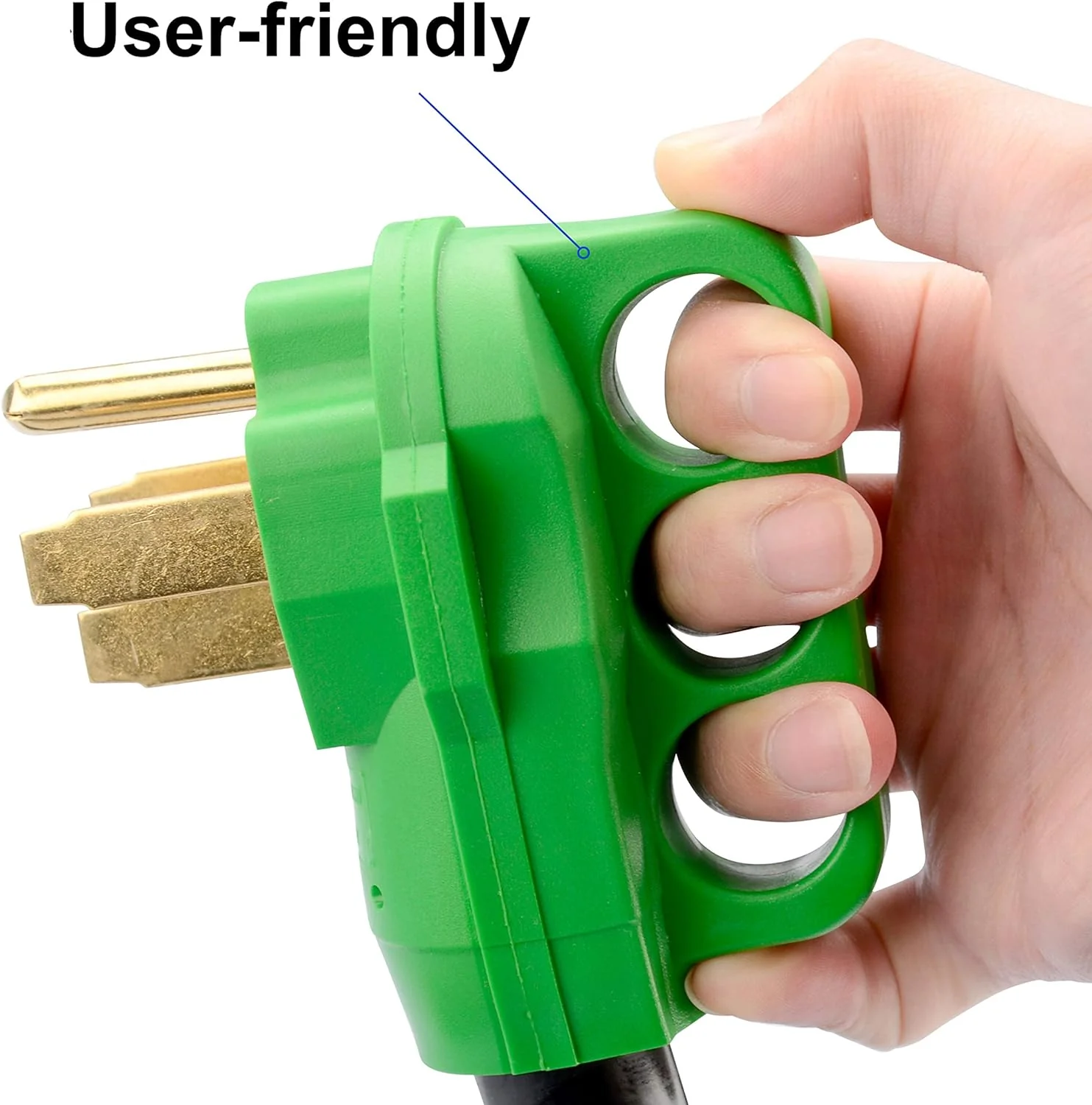 RVGUARD RV Y Adapter Cord 50 Amp 14-50P Male Plug to Two 30 Amp TT-30R Female with LED Power Indicator and Disconnect Handle, Green