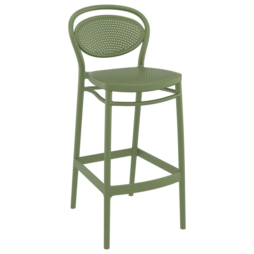 SIESTA Sky Marcel Square Bar Set with 2 Barstools Olive Green
