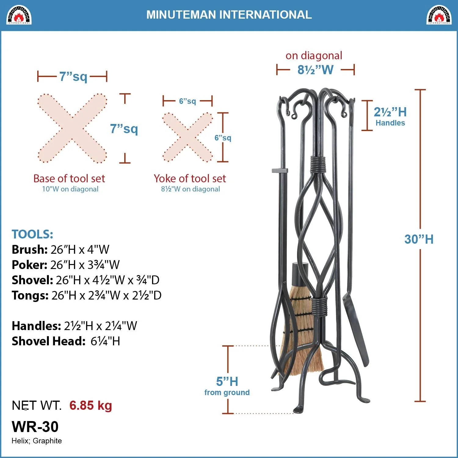 Oakestry Helix Fireplace Tool Set