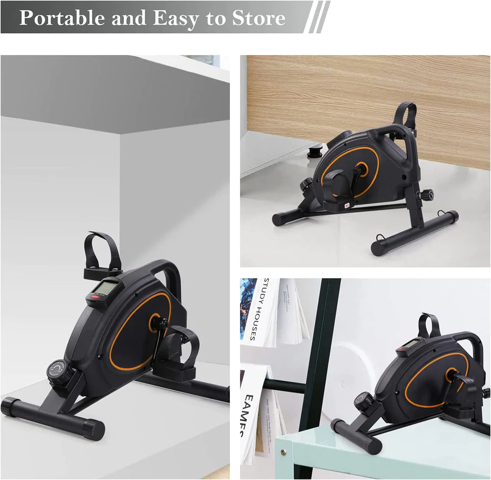 Marnur Under Desk Bike Pedal Exerciser, Mini Exercise Bike Magnetic Stationary Cycle