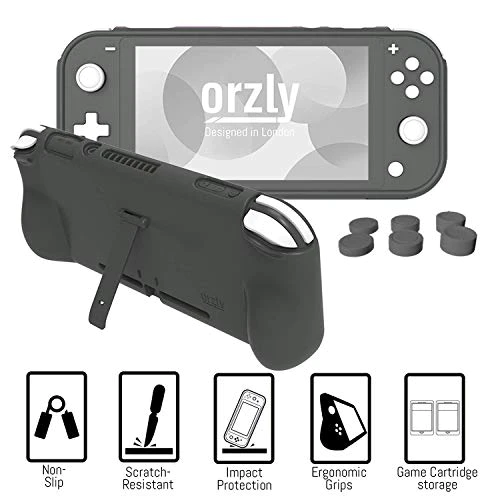 Orzly Switch Lite Accessories Bundle - Case &a; Screen Protector for Nintendo Switch Lite Console, USB Cable, Games Holder, Comfor