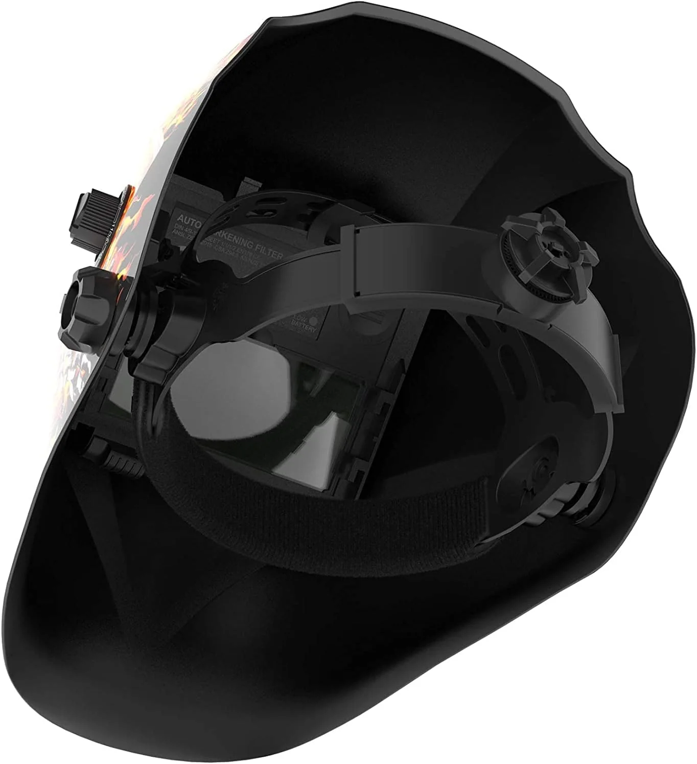 TOOLIOM Welding Helmet Auto Darkening Solar Powered with Adjustable Shade 4/9-13 for TIG MIG ARC Flaming Skull Design Welder Ma