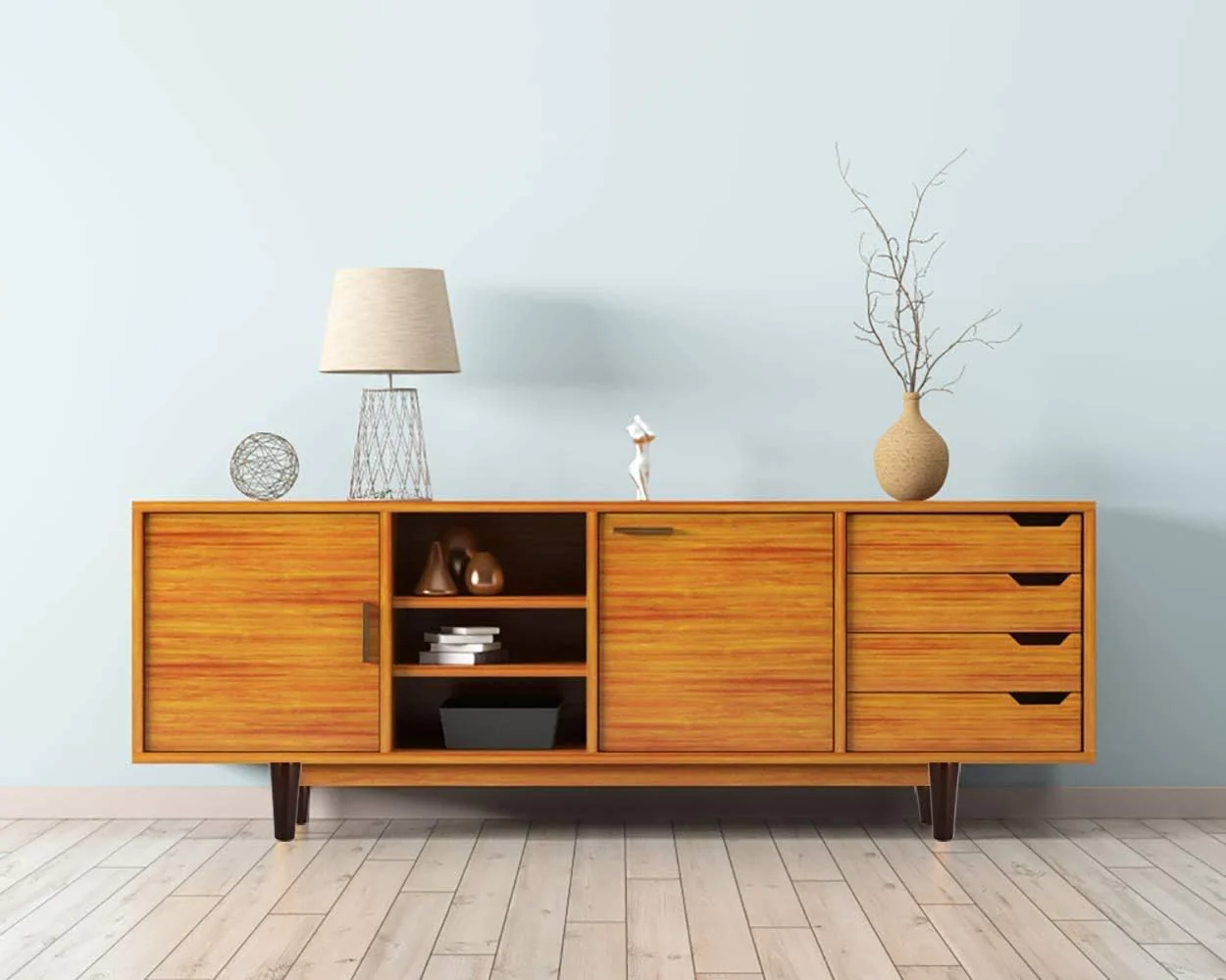 Maricome 6 Inch Wood Furniture Legs Replacement Cabinet Couch Chair Sofa Legs Walnut Finished Pre Installed M8 Bolt Set of 4