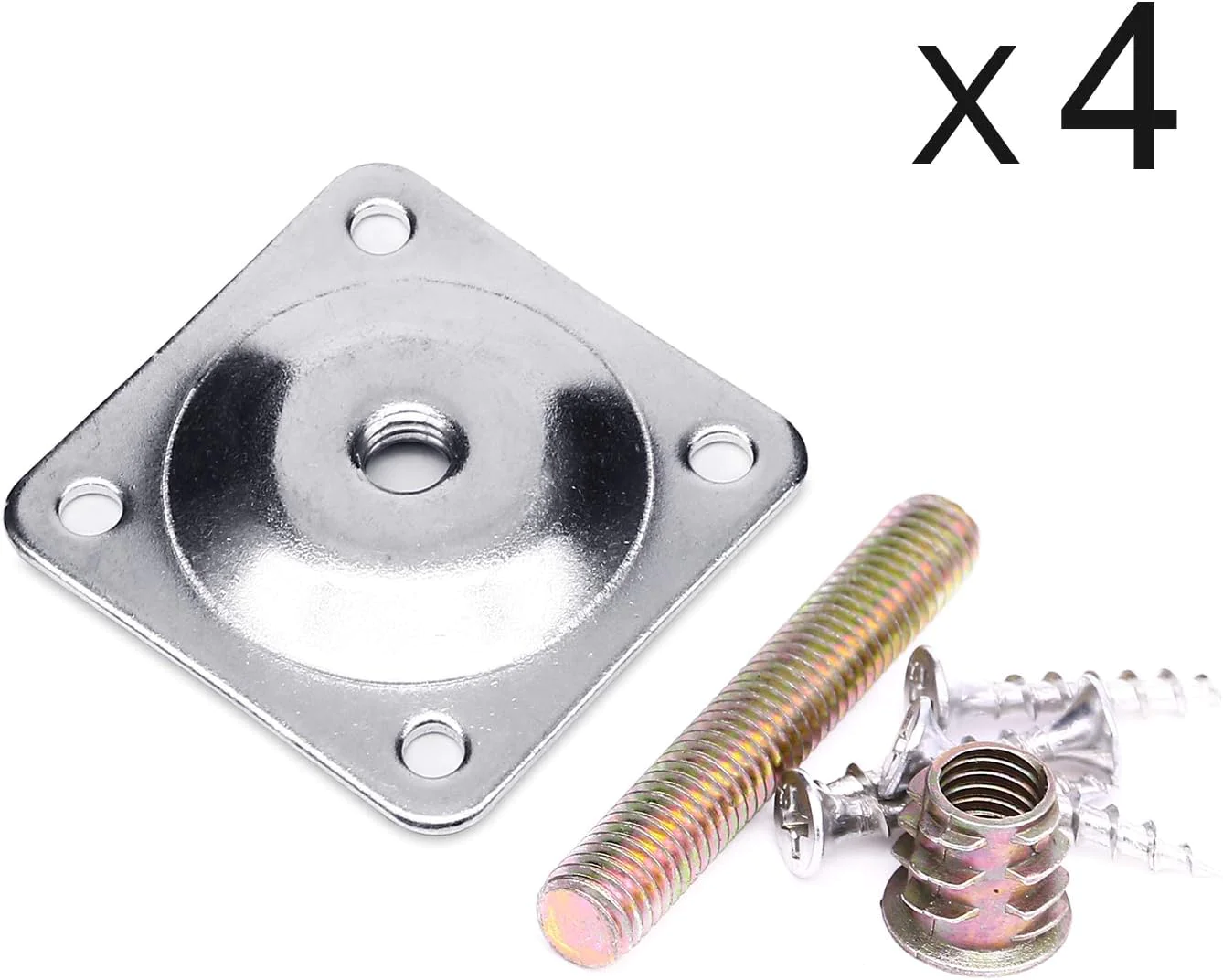 Anwenk Leg Mounting Plates, Furniture Leg Attachment Plates Industrial Strength T-Plate 5/16