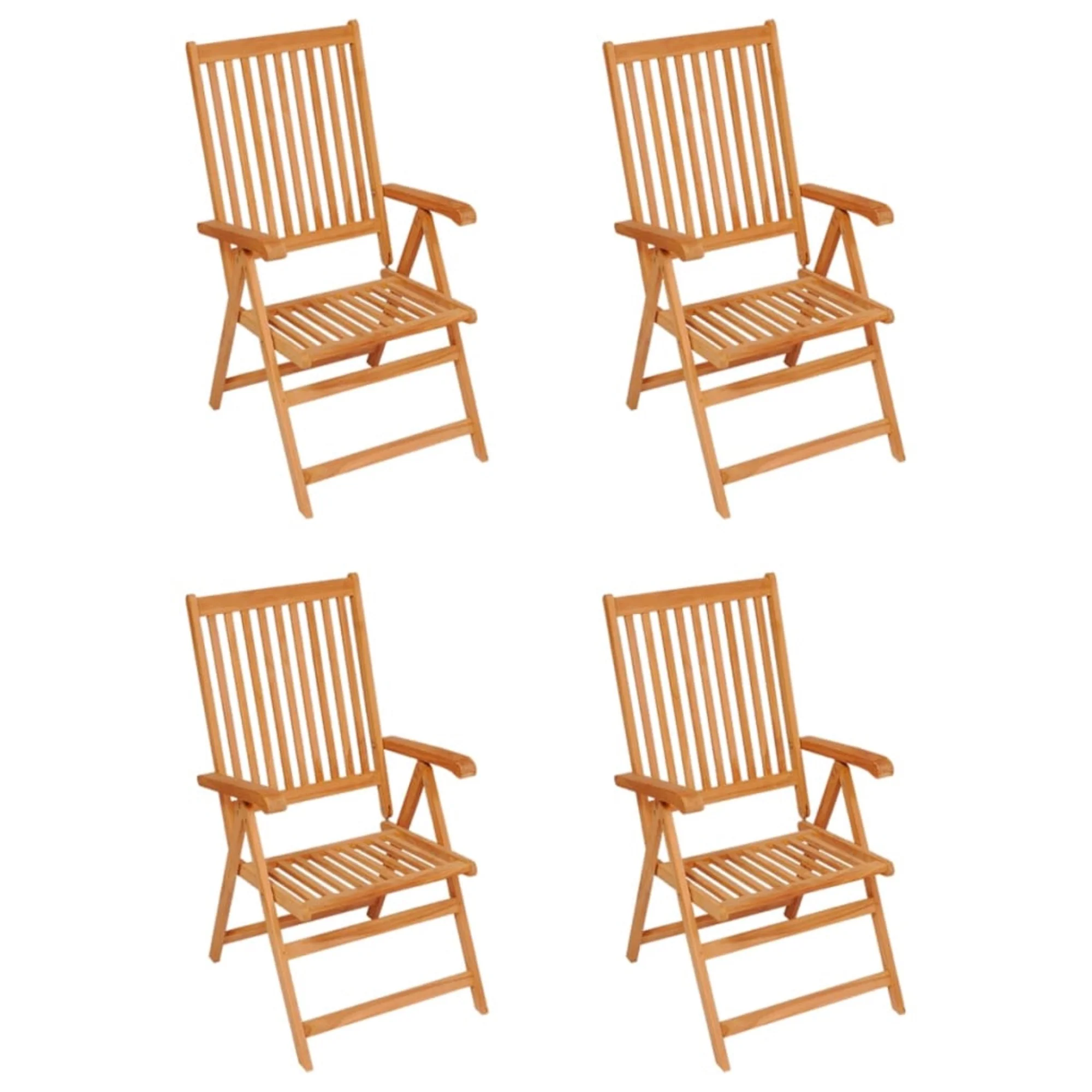 vidaXL Garden Chairs 4 pcs with Green Cushions Solid Teak Wood Green