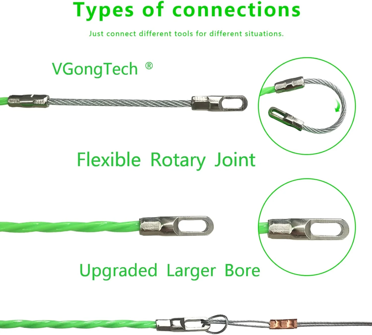 VGongTech 30M 100ft Fish Tape Cable Puller Kit Through Wall Wire Guide Device 4mm PET Electrical Cable Puller Duct Rodder Threader Fish C