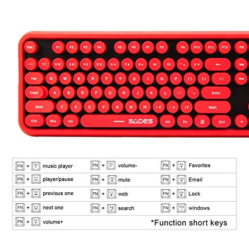LETTON Wireless Keyboard Mouse Combo, 2.4GHz Wireless Typewriter Keyboard, Letton Full Size Office Computer Retro Keyboard and Wireless