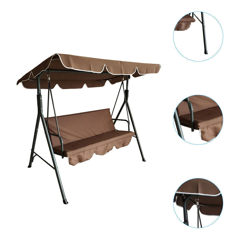 Great Choice Products Patio Swing Hammock Bench Lounge Chair Steel 3-Seat Padded Outdoor W/ Canopy