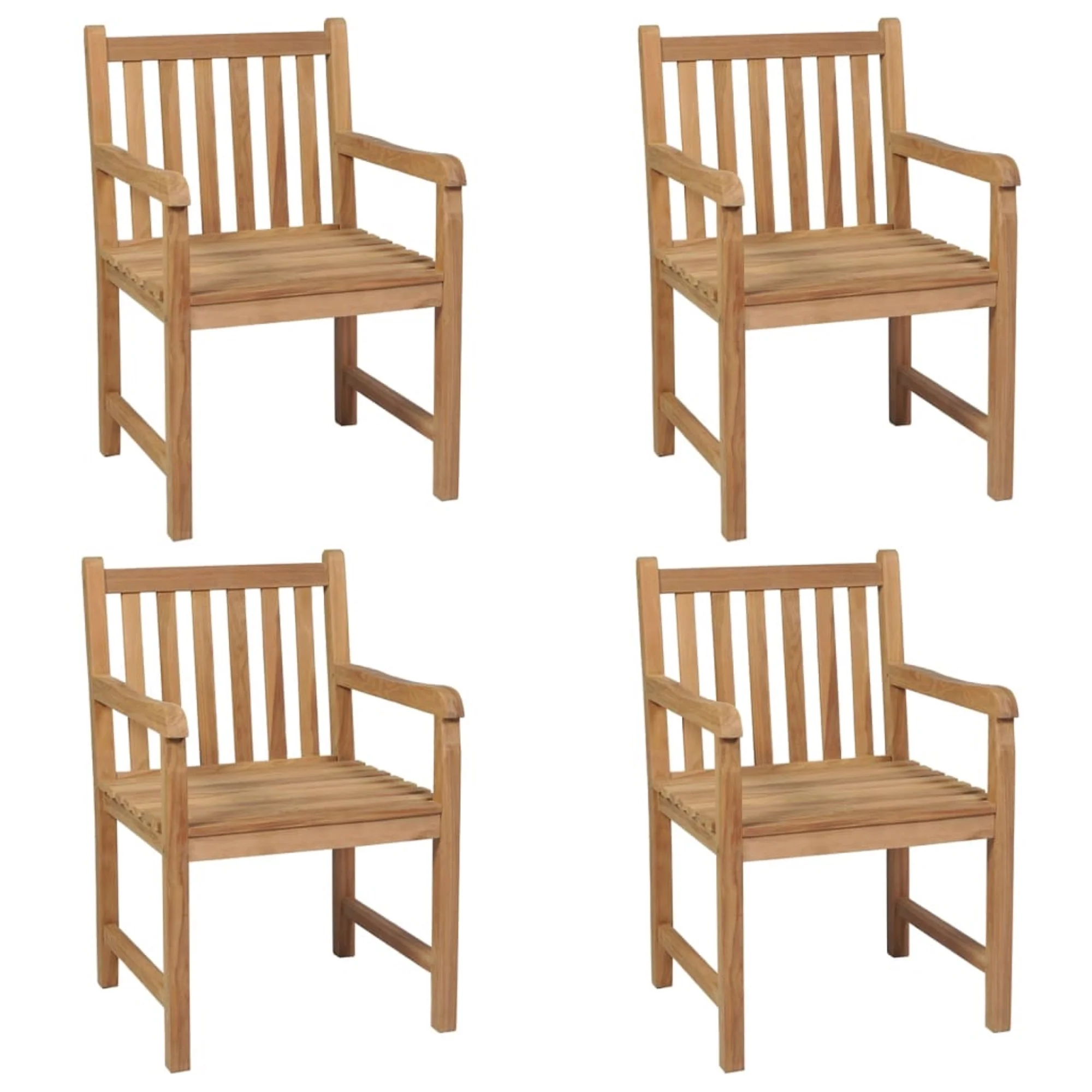 vidaXL Garden Chairs 4 pcs with Bright Green Cushions Solid Teak Wood Brown