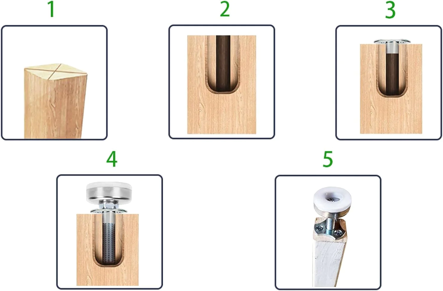 HanKun Adjustable Furniture Leveling Feet Furniture Leveler Tee Nut Kit 3/8-16 Inch Thread Size, Heavy Duty Furniture Legs for Cabinet