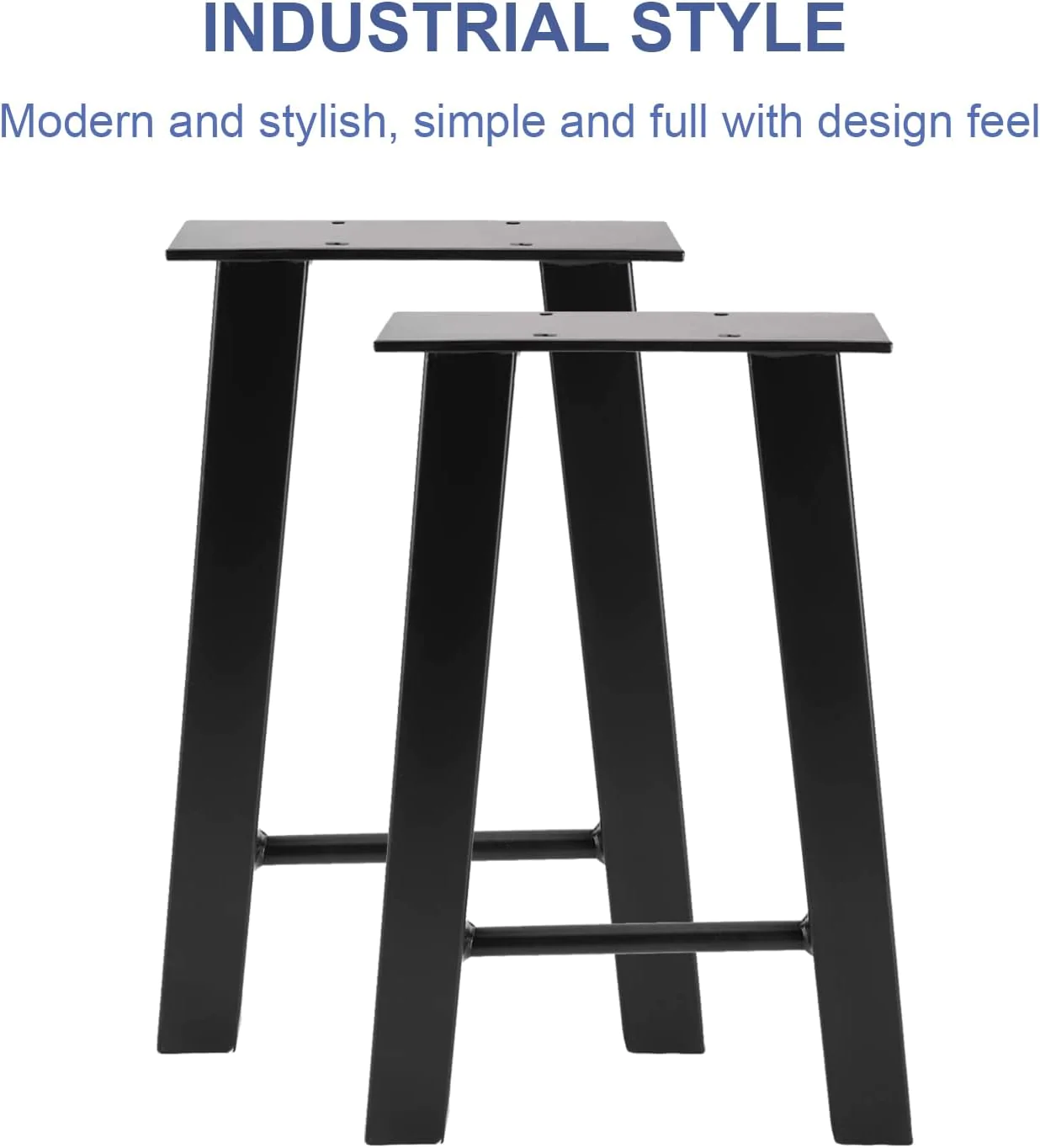 HighFree 2PCS Metal Furniture Decory Legs, Industry Rustic Square Tube Table Legs, Heavy Duty Iron Chair Bench Legs, Dining Table Legs,