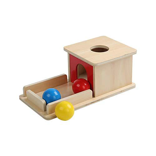 adena montessori object permanence box with tray three balls montessori toys for 6-12 month infant 1 year babies toddlers