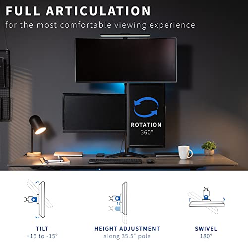 VIVO Triple LCD LED Computer Monitor Desk Stand, Free Standing Heavy Duty Fully Adjustable Mount for 3 Screens up to 30 inches S