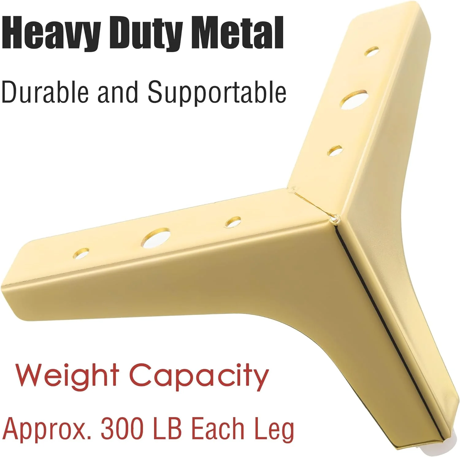 MILDWOO Metal Furniture Legs 4 Inch, 8 PCS Triangle Furniture Feet Modern Style Furniture Sofa Legs, Heavy Duty Replacement Gold Legs f
