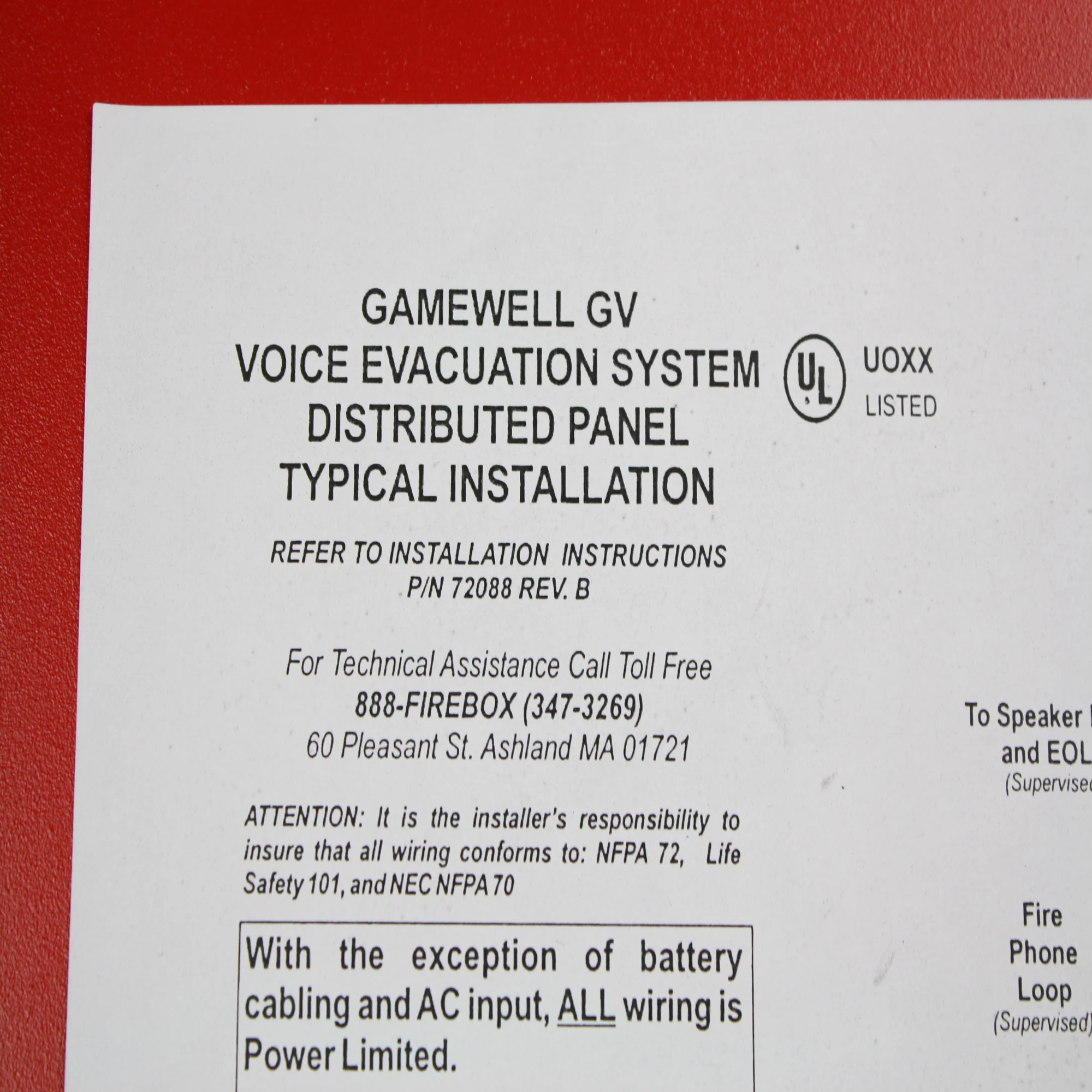 Gamewell-FCI FCI GAMEWELL HONEYWELL GV-DP GV VOICE EVACUATION SYSTEM DISTRIBUTED PANEL CABINE