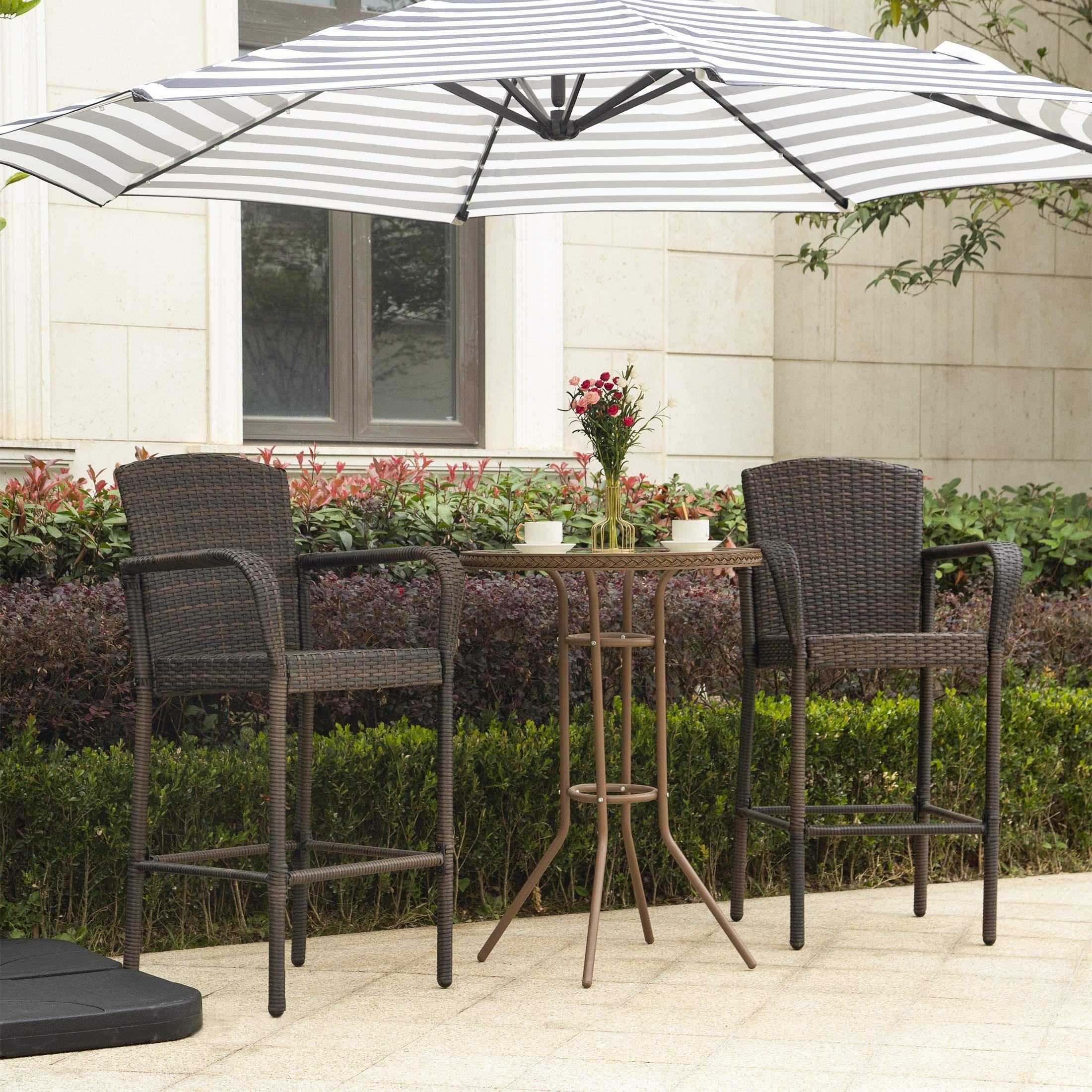 wo westin outdoor wo 2 piece set of 47 height all weather outdoor wicker rattan bar stools, coffee