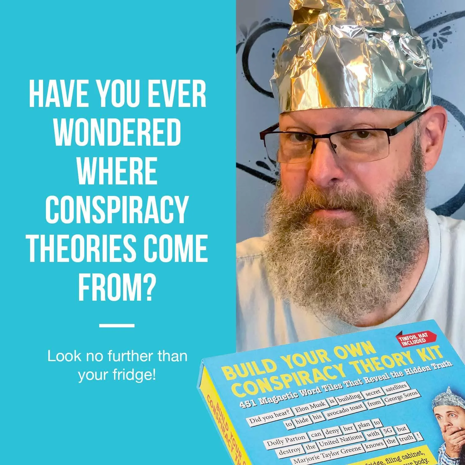 Dissent Pins build your own conspiracy theory kit - funny fridge magnet word games for adults (451 word tiles)