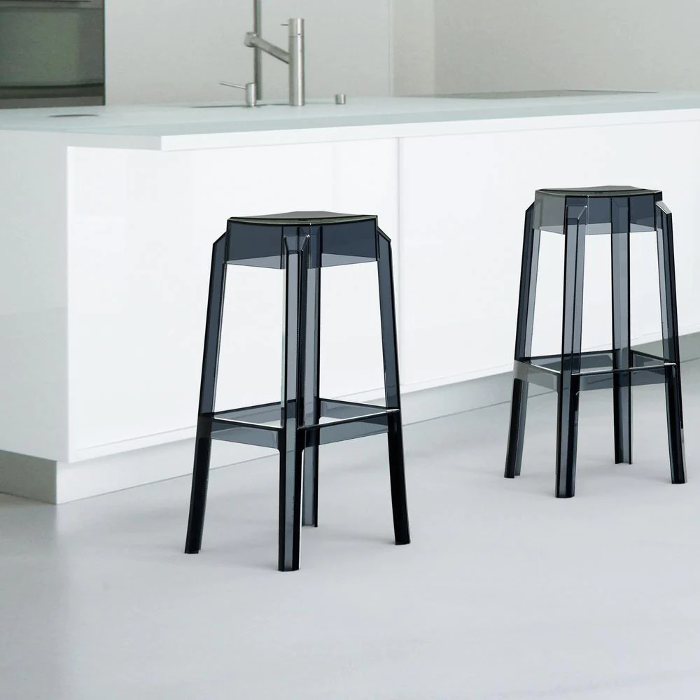 SIESTA Fox Polycarbonate Bar Stool Transparent Smoke Gray, set of 2
